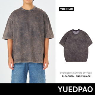 Yuedpao No.1 เสื้อยืด Signature Oversize Drytech Bleached ผ้าหนาทรงสวย ยับยากรีดง่าย รับประกันไม่ย้วย 2 ปี สี Snow Black