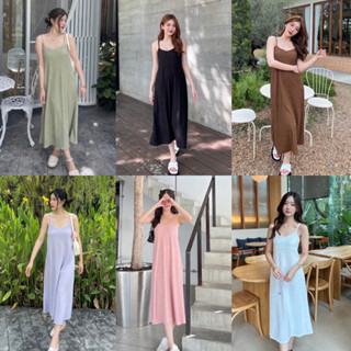 Teera❤️พร้อมส่ง✨Grace Dress🧡เดรสสายเดี่ยวคอวีผ้าท็อฟฟี่นุ่ม สายปรับได้🍂Nanny