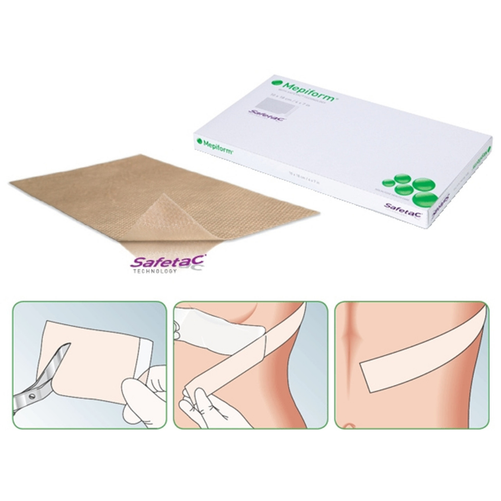 Mepiform Silicone Gel Sheet 10x18cm แผ่นปิดแผล ซิลิโคนชนิดนิ่ม แบบมีกาวในตัว(1 แผ่น)EE 8403 ลดรอยแผลเป็น สำหรับแผลผ่าตัด - รูปที่ 2