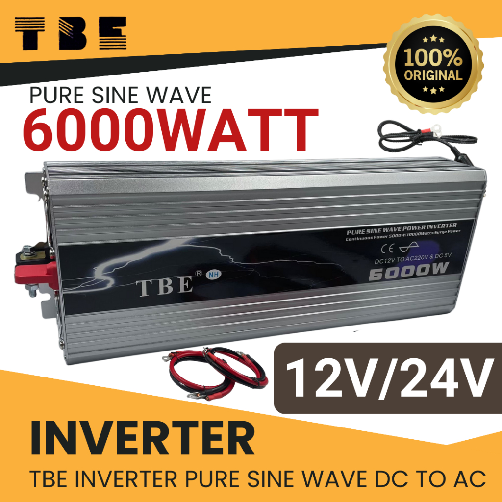 TBE Inverter Pure Sine Wave 12V/24V 6000W เครื่องแปลงไฟรถ12V เป็นไฟบ้าน220V