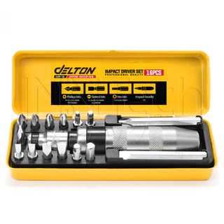 DELTON ไขควงตอกกระแทก พร้อมดอกไขควง 16 ดอก เกรดเหล็ก CRV แท้ใช้ขันน็อต-คลายน็อต ที่ขันแน่น พร้อมกล่องเหล็ก รุ่น IHM-16