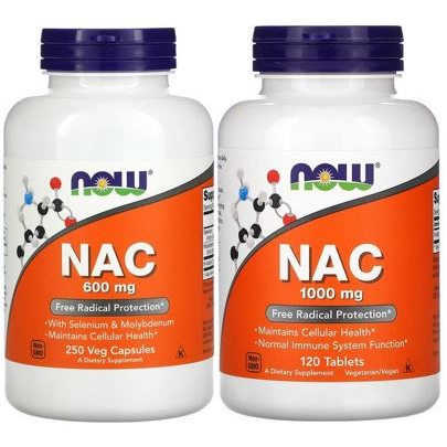 (ส่งออกภายในวัน)(SALE) NOW Foods NAC 600 - 100 / 250 Vcaps / 1000 mg 120 Tabs.