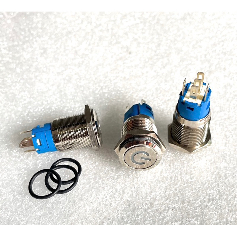 (1ตัว) สวิทช์ตัวเหล็ก สวิทช์โลหะ 1NO 1NCเกรดอย่างดี คอ16มิล สวิทช์ไฟ12-24VAC/DC แบบกดไม่ล็อค ไฟกลมมี