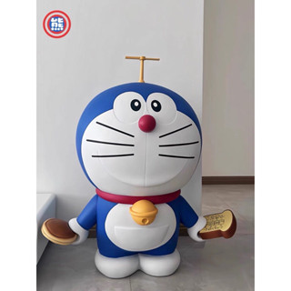 โดเรมอน Doraemon ถือแป้งทอด+หนมปังช่วยจำ+คอปเตอร์ไม้ไผ่  งานตัวใหญ่ สูง 43 cm