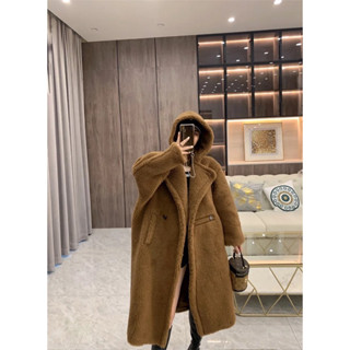 เสื้อโค้ทกันหนาวผู้หญิง มีฮู้ดกันลม62% Alpaca 26% Wool 12% Silk Thicken Womens Coat Teddy Bear With Hood