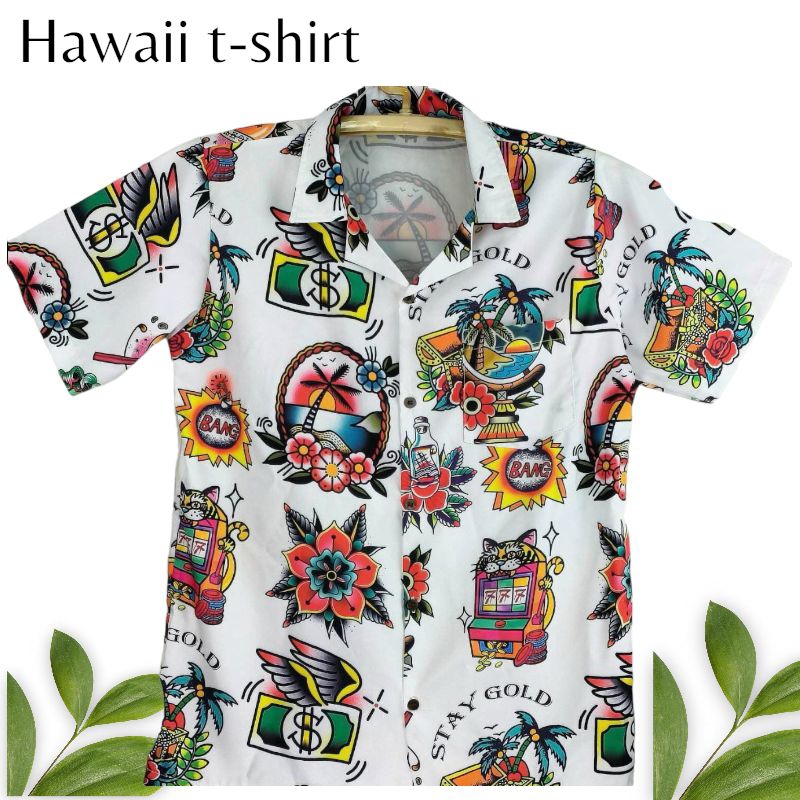 เสื้อเชิ้ตฮาวาย พร้อมส่ง ไหมอิตาลีเกรด A
