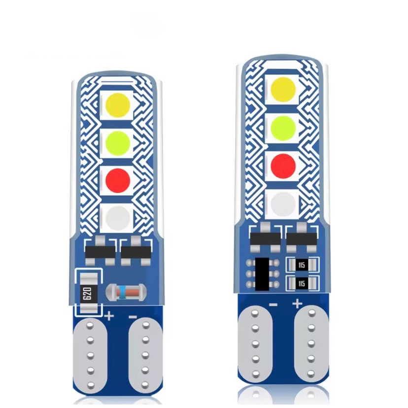 ราคาโปรโมชั่น พร้อมส่ง ไฟหรี่หน้า T10 (แบบกระพริบ 4 สี R.G.B.W) ไฟหรี่แต่งรถ (ราคา 1หลอด)