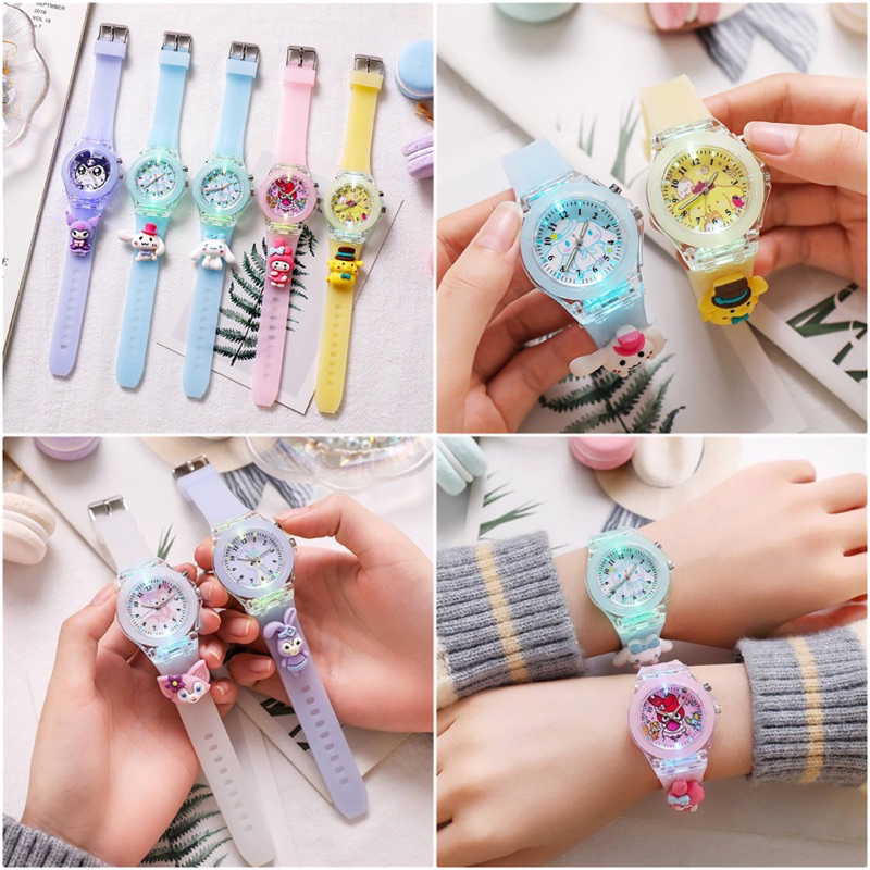 นาฬิกา Sanrio มีไฟวิบวับ 👧🏻👦🏻 ใส่ได้ทั้งเด็ก และผู้ใหญ่