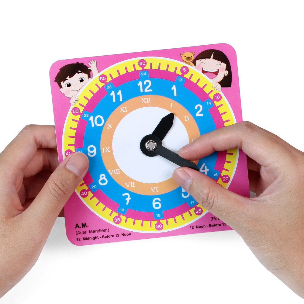 นาฬิกาสอนเวลา 12*12 cm. แผ่นเล็ก สื่อการสอนเวลาเด็ก Vanda learning