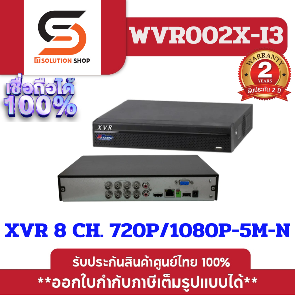 เครื่องบันทึกกล้องวงจรปิด 8 ช่อง AI รุ่น WVR002X-I3 DVR 8 ช่อง 8CH Penta-brid 1080P Mini 1U