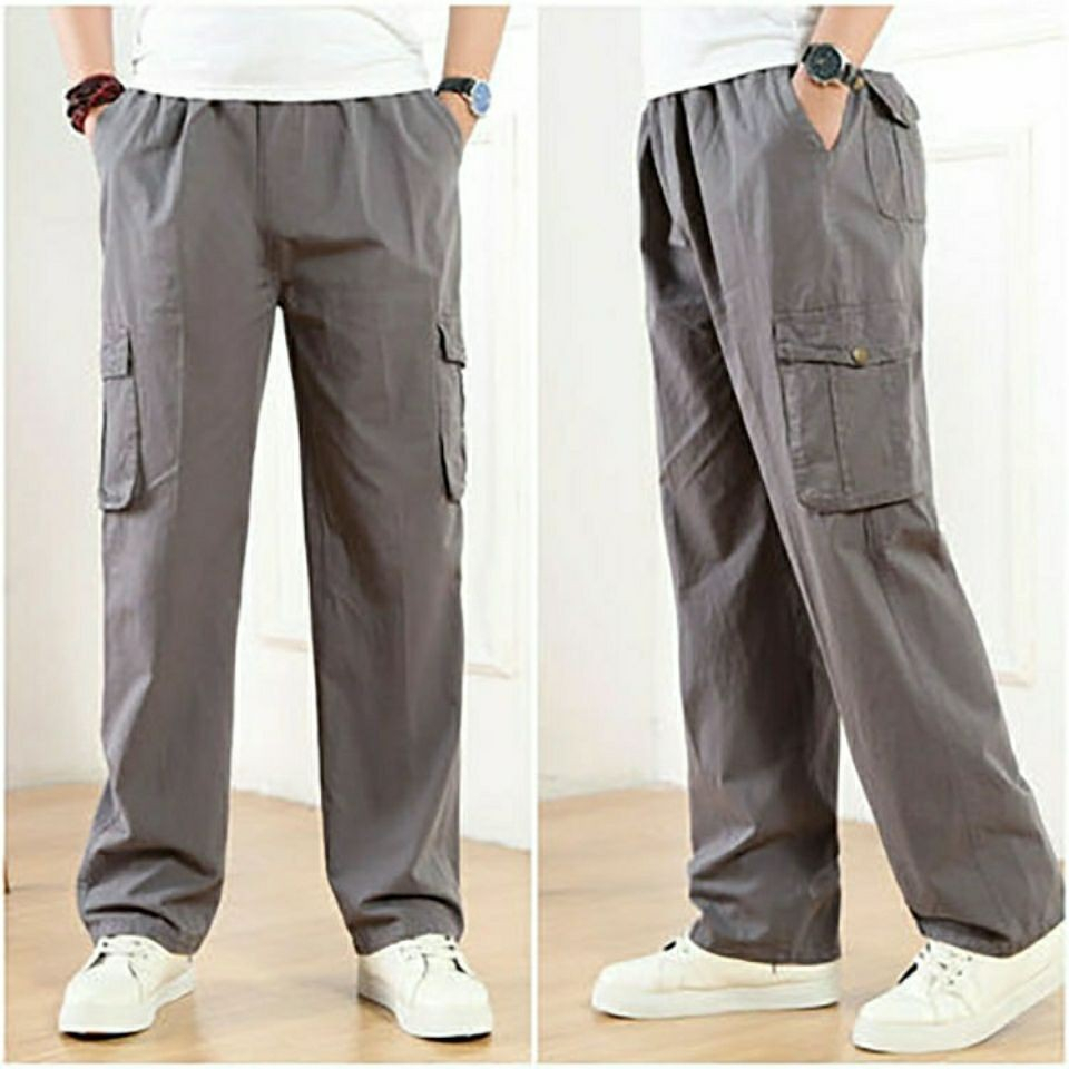 Intelscore กางเกงขาตรงผู้ชายหลายกระเป๋า XL-3XL~