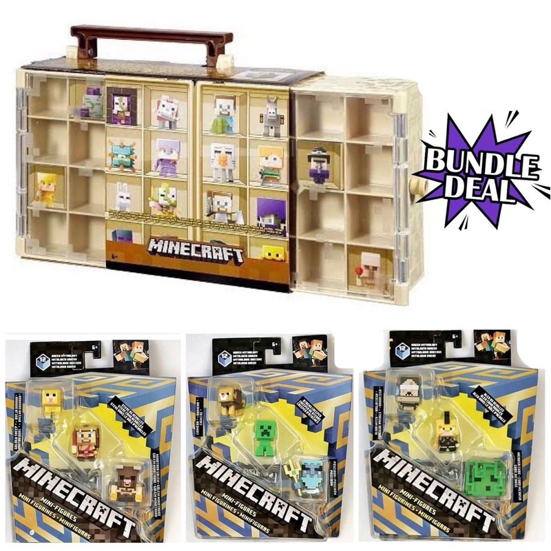 พร้อมส่ง Bundle Deals Minecraft Collector Case + Minecraft mini figures pack 3 ตัว 3 แพ็ครวม 9 ตัว คุ้มมาก ของแท้ของใหม่