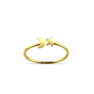 Silver thai Jewelry แหวนพระจันทร์และดาวเงินเคลือบทอง  / silver moon and star ring, gold plated, PLSRG180