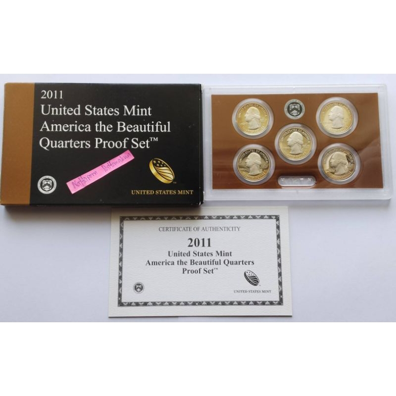 ชุดเหรียญ ขัดเงา  America the Beautiful Quarters 5 เหรียญ ปี 2011-S