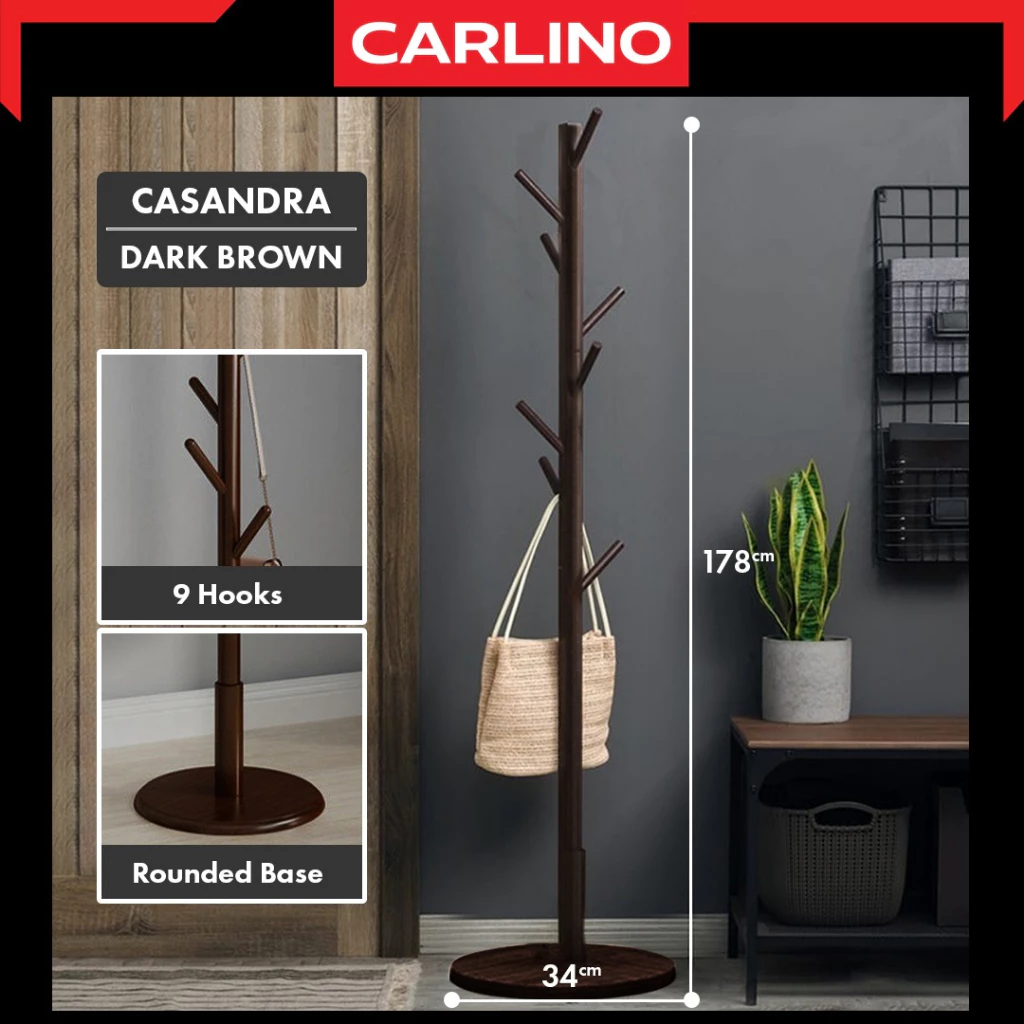 Carlino: เสาแขวนผ้า  ที่แขวนกระเป๋า ราวแขวนผ้า ไม้แขวนผ้าทรงต้นไม้ คุณภาพสูง อเนกประสงค์  Hanging Rack thumbnail 3