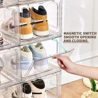 【ซื้อ 1 แถม 1】กล่องใส่รองท้า PP+ABS plastic แผงความโปร่งใสสูง วางซ้อนได้ กันฝุ่น กันน้ำ กันกลิ่น