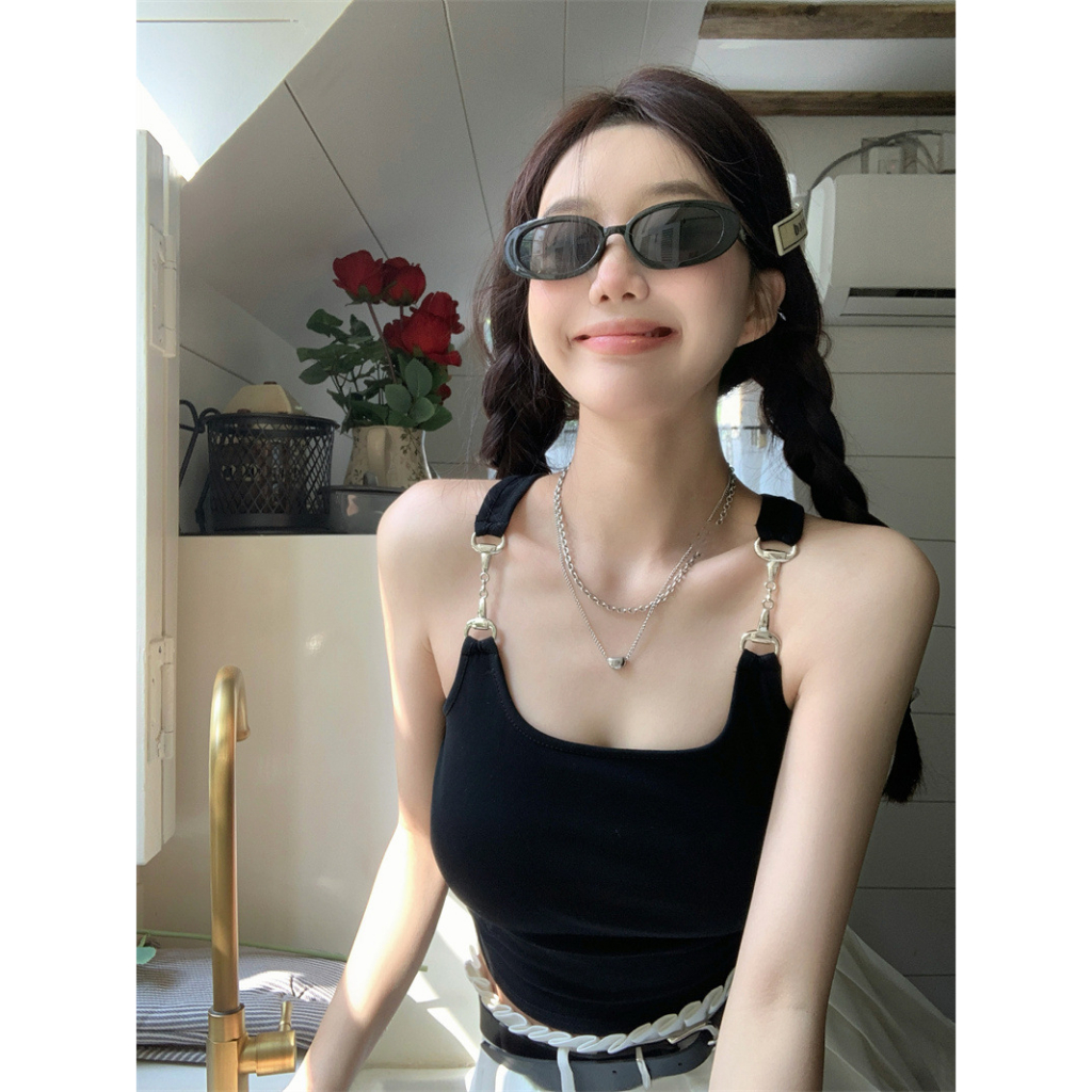 2877 เสื้อสายเดี่ยวมีฟองน้ำในตัว ไม่ต้องใส่เสื้อใน ผ้านิ่มใส่สบาย เซ็กซี่ Built-in bra Camisole