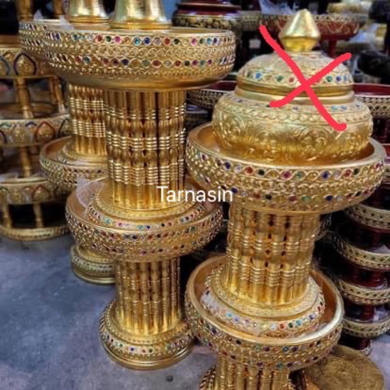 ขันโตกปิดทองขาทึบ ขันโตกปิดทอง ขันโตกปิดทองขาทึบ ขนาด 8,10,12,14นิ้ว