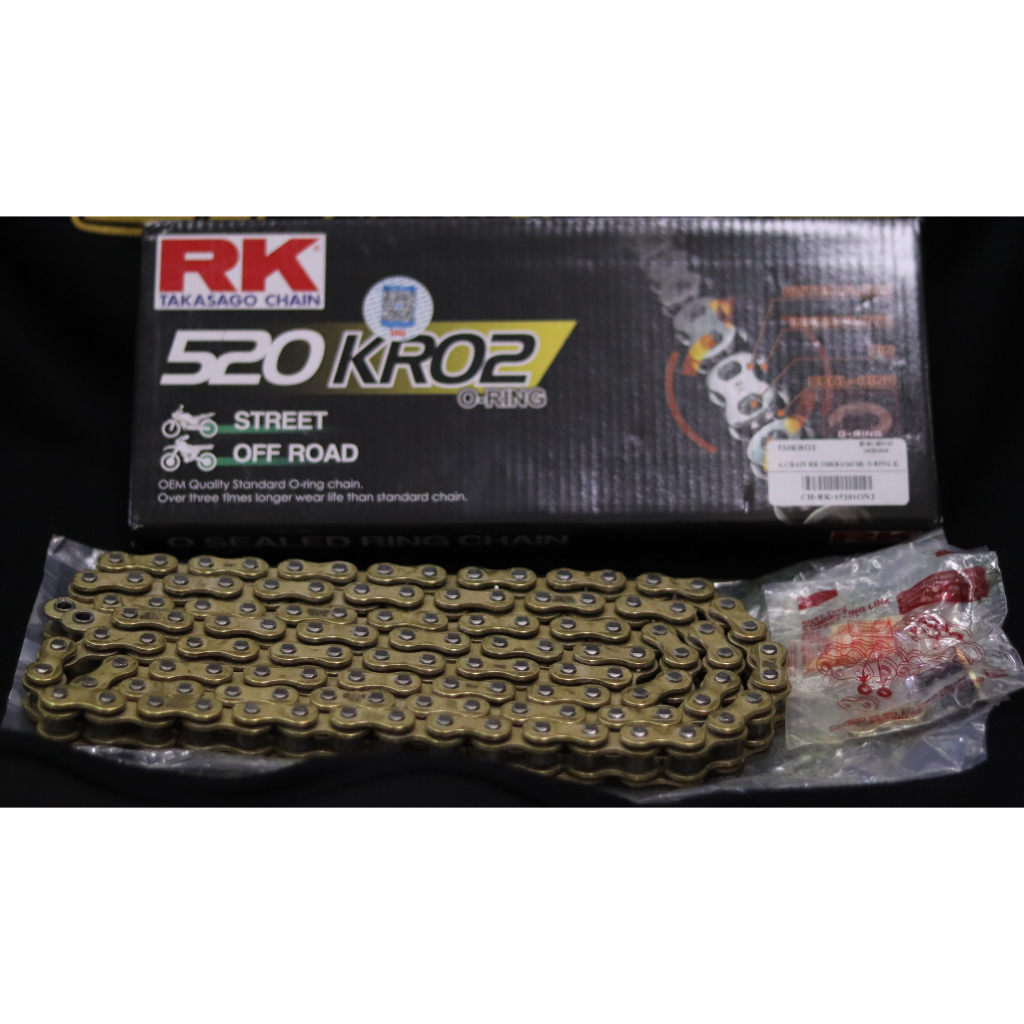 โซ่ RK 520 O-RING สีทอง (520KRO2) ยาว 120 ข้อ (ข้อต่อ: แบบหมุดย้ำ)
