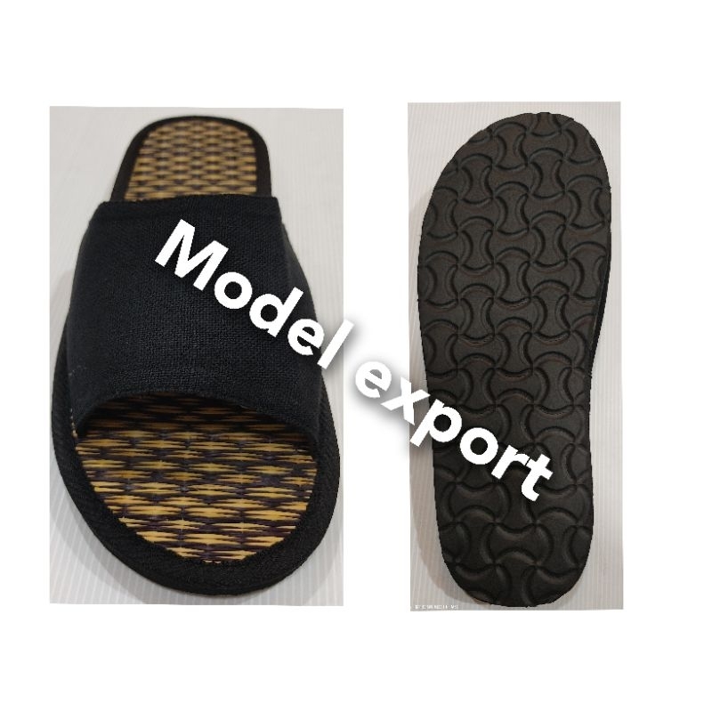 รองเท้าเสื่อกกดำลายสวมผ้ากระสอบดำgrade_premium(Export)