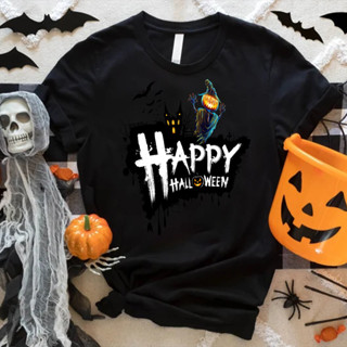 Halloween เสื้อยืดเสื้อผ้าวันหยุด ผ้าฝ้ายแท้ แขนสั้น งานรื่นเริง ปาร์ตี้ พิมพ์ตัวอักษร วันหยุดวันฮาโลวีน จัดส่งทันที