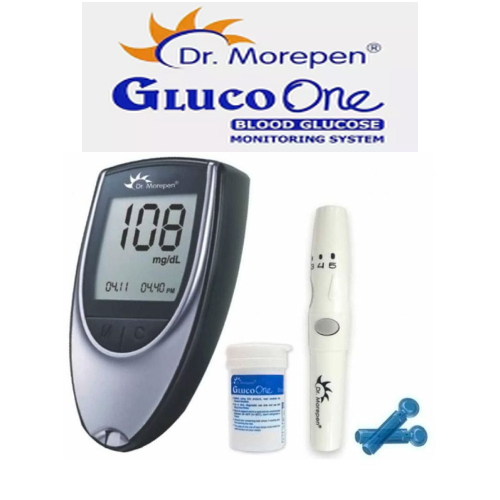 เครื่องตรวจวัดระดับน้ำตาลในเลือด Dr.Morepen Gluco One BG-03 / แถบตรวจน้ำตาล 25 ชิ้น / เข็ม 100 ชิ้น
