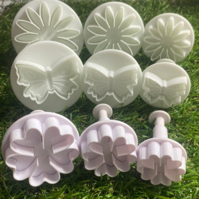 แม่พิมพ์กดคุ๊กกี๊ Fondant Plunger ใบไม้ เปลือกหอย ดาว ผีเสื้อ หัวใจ 3 ขนาด พร้อมส่งจ้า