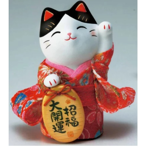แมวกวัก เครื่องราง เรียกเงิน เรียกทอง ชุดผ้ากิโมโนแท้ ของขวัญนำโชค นำเข้าประเทศญี่ปุ่น 100%(งานแท้)