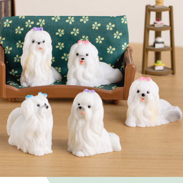น้องหมาสีขาวติดโบว์ (ราคา/1 ชิ้น)  ตุ๊กตาแต่งบ้าน ตุ๊กตาแต่งสวน ของสะสม โมเดล จัดสวนถาด พร็อพถ่ายรูป