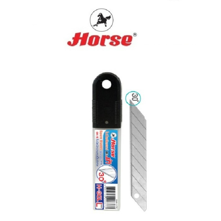 HORSE (ตราม้า) ใบมีดคัตเตอร์ #L 30 องศา ตราม้า H-30L (จำนว 1 หลอด)