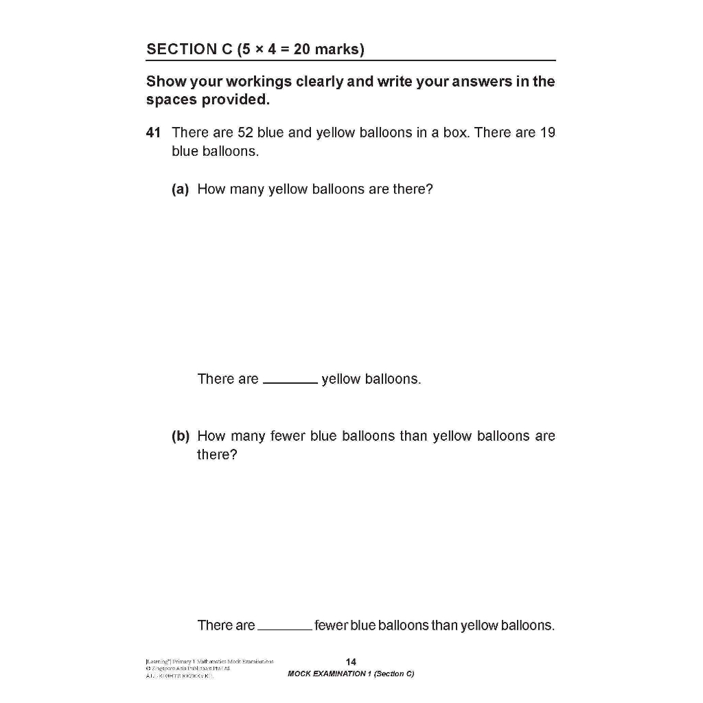 Global Education แบบทดสอบคณิตศาสตร์ภาอังกฤษ ป.1 LEARNING+ Primary 1 Mathematics Mock Examinations - รูปที่ 7