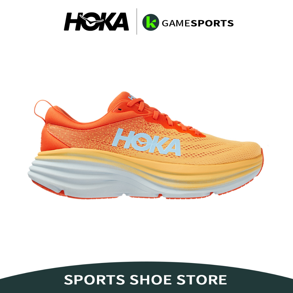 รองเท้าวิ่ง Hoka Bondi 8 ส้ม กันกระแทก/เพิ่มความสูง/ระบายอากาศได้ รองเท้าเทรนนิ่ง วิ่งระยะไกล