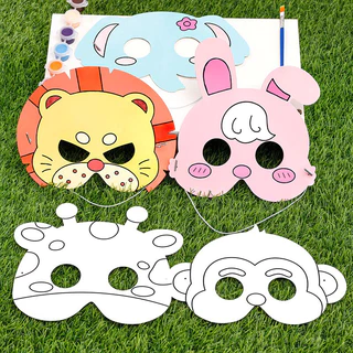 หน้ากากระบายสี ระบายสีเด็ก หน้ากาก DIY ระบายสีหน้ากาก DIY เด็ก ของเล่นเสริมพัฒนาการ ของเล่นงานประดิษฐ์ ของเล่นศิลปะ