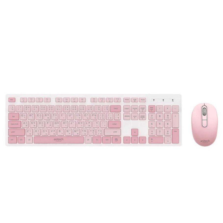 คีย์บอร์ด+เมาส์ไร้สาย Wireless (TH/EN) Anitech PA811 มี2สีให้เลือก รับประกันนานถึง 2 ปี