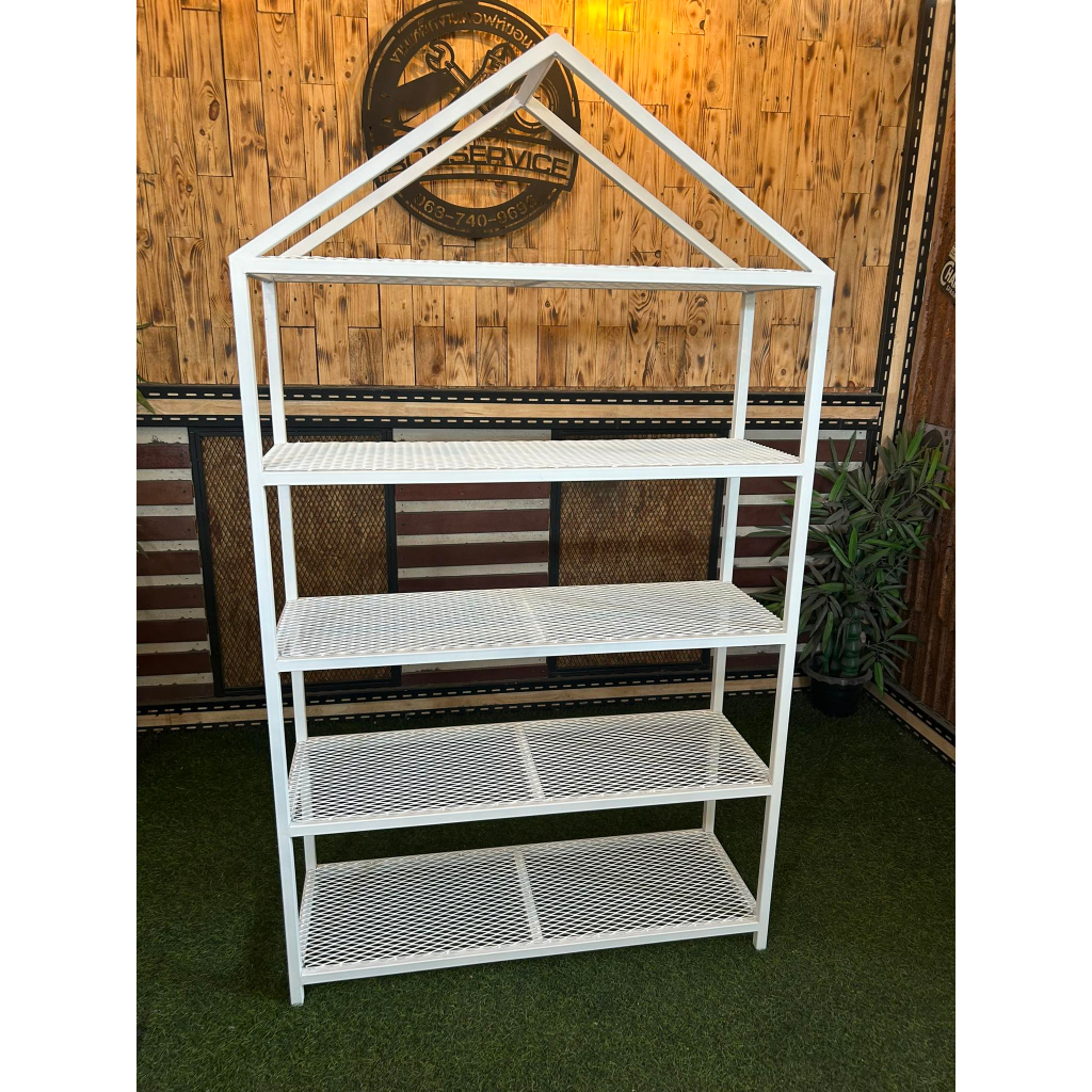 IRONSERVICE : ชั้นวางของ และ ต้นไม้ 5 ชั้น แบบ พื้นตะแกรงเหล็กฉีก  : " โครงเหล็กใช้เป็นเหล็กกันสนิม