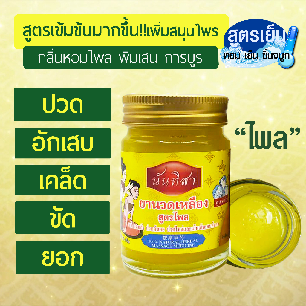 น้ำมันนวดไพลสมุนไพรต้นตำรับ ตรานันทิสา