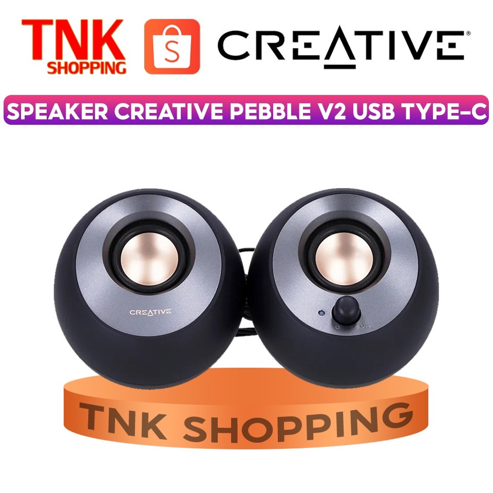SPEAKER (ลำโพง) CREATIVE PEBBLE V2 USB TYPE-C (BLACK) ของแท้