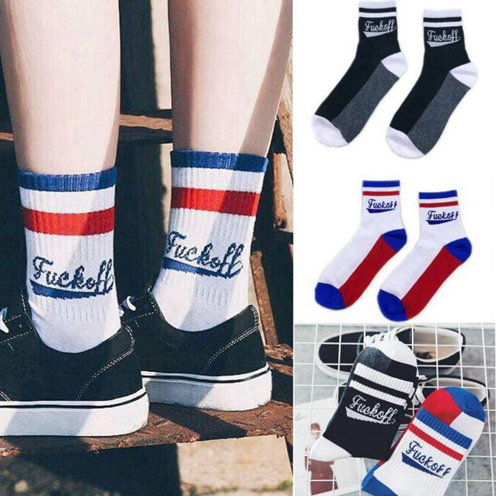 ถุงเท้ากีฬา พิมพ์ลายตัวอักษร ผ้าฝ้ายแบบนิ่ม ใส่สบายCotton men's long socks Fashion men and women socks