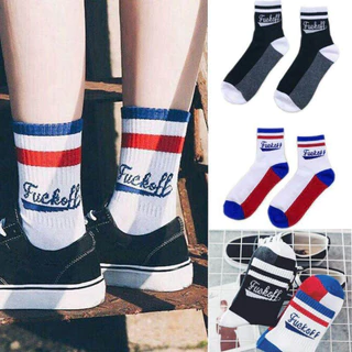 ถุงเท้ากีฬา พิมพ์ลายตัวอักษร ผ้าฝ้ายแบบนิ่ม ใส่สบายCotton men's long socks Fashion men and women socks