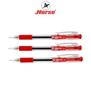 Horse(ตราม้า) ปากกาลูกลื่น กด ตราม้า 0.7 mm. H-801 ด้ามใส มีสีน้ำเงิน/ดำ/แดง จำนวน 1 ด้าม