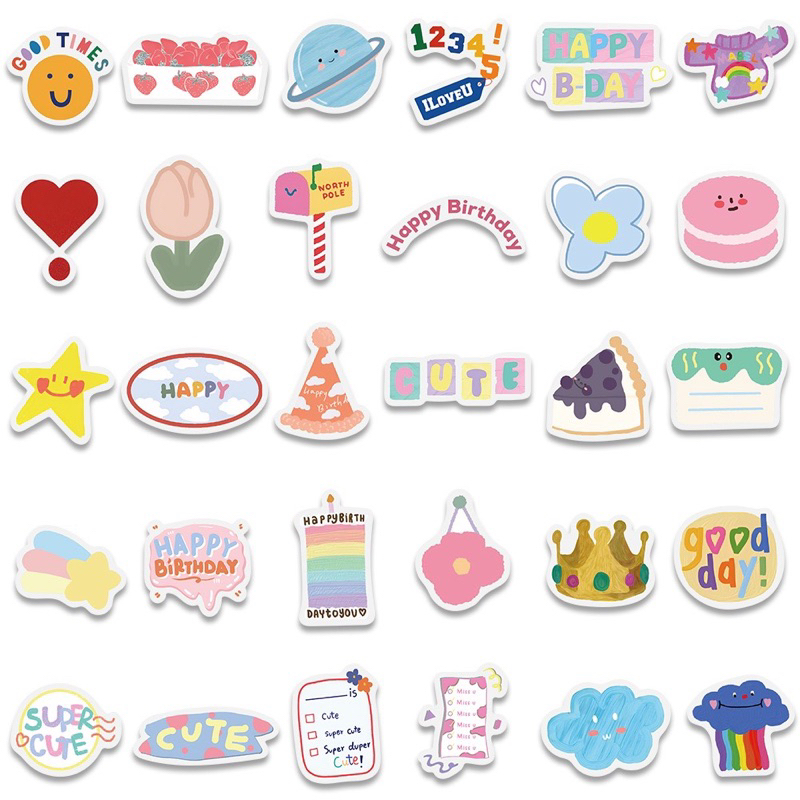 พร้อมส่ง สติ๊กเกอร์ HBD น่ารัก 90 ชิ้น สติ๊กเกอร์ไดคัท PVC กันน้ำ สติ๊กเกอร์การ์ตูน DIY ราคา ถูกที่สุด ดีลบีเคเค แกลเลอรีภาพที่ 5