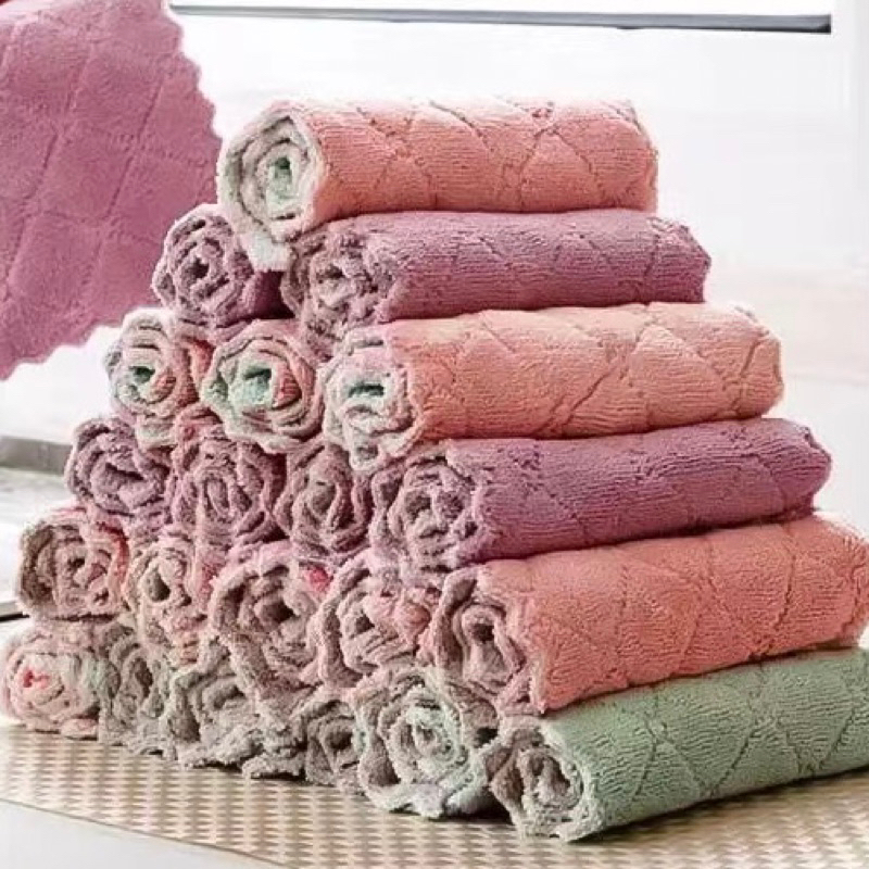 ผ้า (10ชิ้น)25cmx25cmผ้าทำความสะอาด ผ้าขนหนูผืนเล็ก
