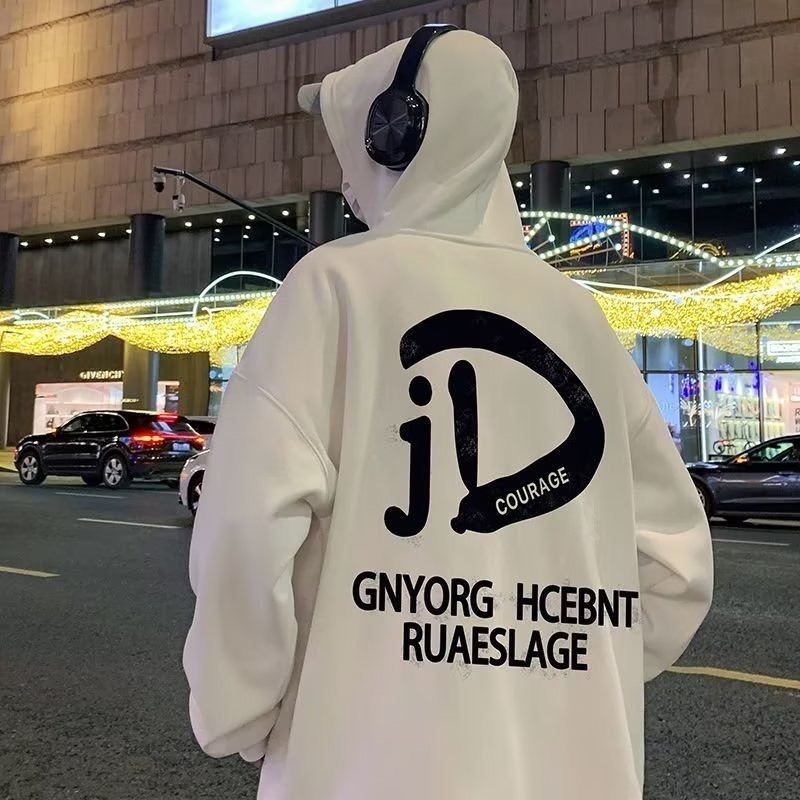 พร้อมส่งจากไทย เสื้อฮู้ด เสื้อกันหนาวหมวก โอเวอร์ไซซ์ ลายพิมพ์ สามรถใส่ได้ทั้งชาย-หญิง#JD--90 - รูปที่ 4