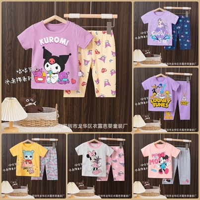 ชุดเซ็ตเด็ก ลายการ์ตูน แขนสั้น ขา5ส่วนคลุมเข่า ผ้านิ่มเด้ง Lot2