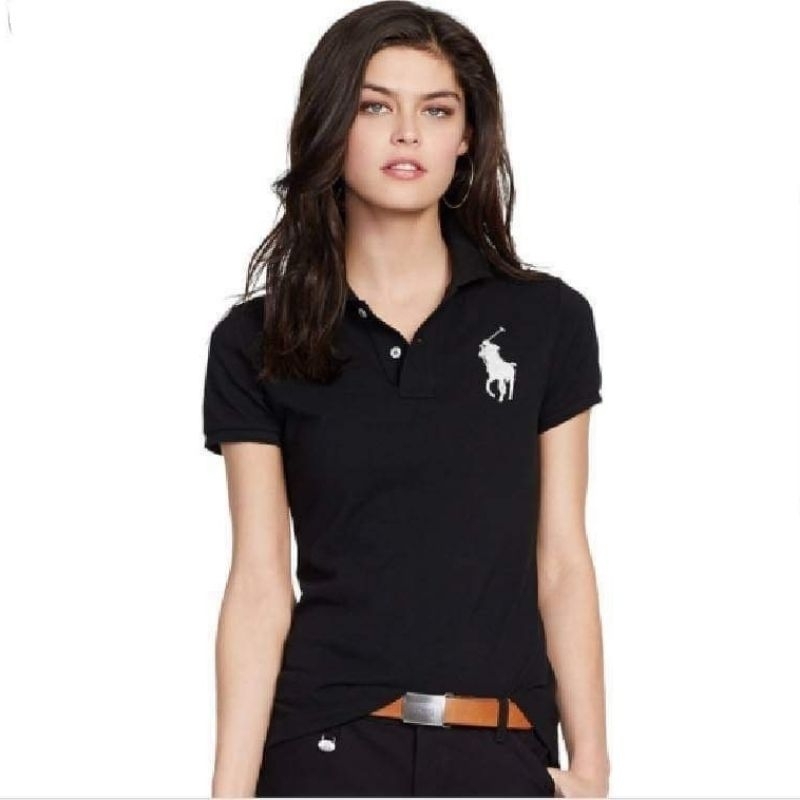 เสื้อโปโล POLO Ralph Lauren Polo-Shirt Women ผู้หญิง บิ๊กโลโก้ปัก แท้💯 ส่งฟรี