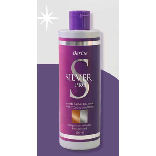 (250ml.) Berina Silver ProAnti Shampoo เบอริน่า ซิลเวอร์ โปร แชมพูขวดม่วง สำหรับผมฟอกสี [0039]