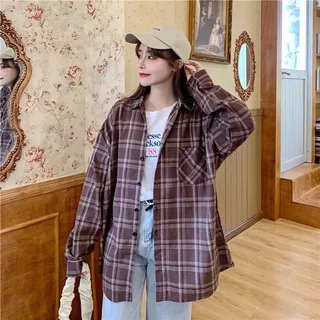👉 เสื้อเชิ้ตผู้หญิงลายสก๊อต แขนยาว วินเทจ สไตล์เกาหลี ผ้าฝ้ายเนื้อนุ่ม ใส่สบาย แฟชั่นฮิต