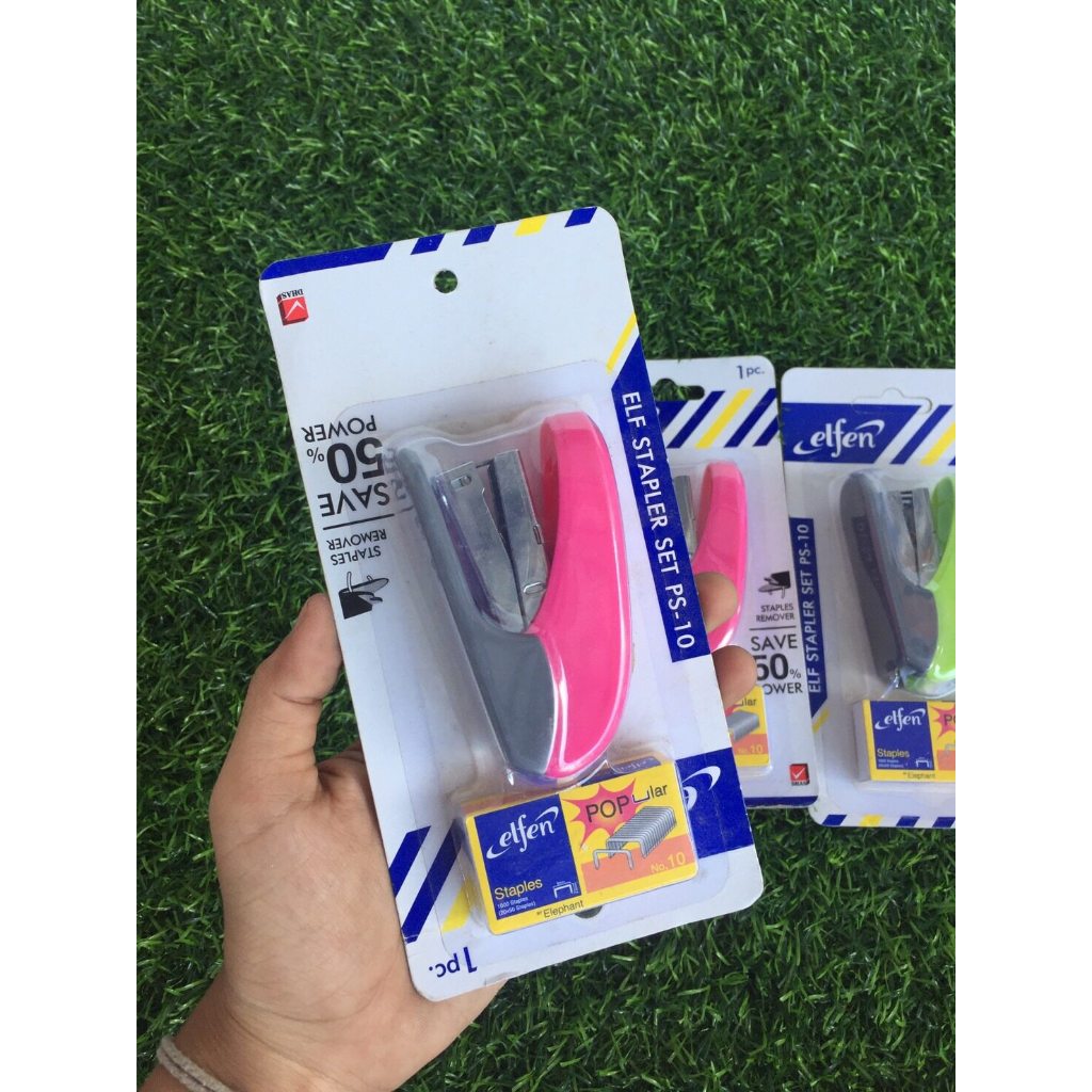 ชุดเครื่องเย็บกระดาษ elfen #PS-10 รุ่น เบาแรง 50% ชุดเซ็ต (ลวดเย็บกระดาษ #10) stapler set เครื่องเย็บกระดาษ