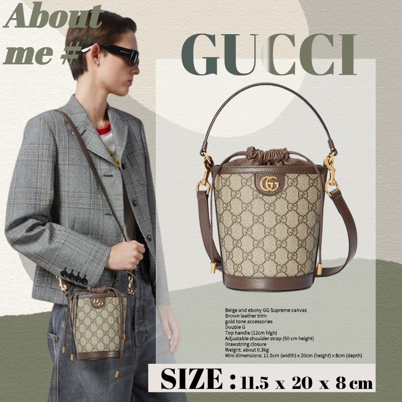 กุชชี่ Gucci Ophidia series กระเป๋าทรงถังขนาดเล็กกระเป๋าสะพายข้างผู้หญิง 760199