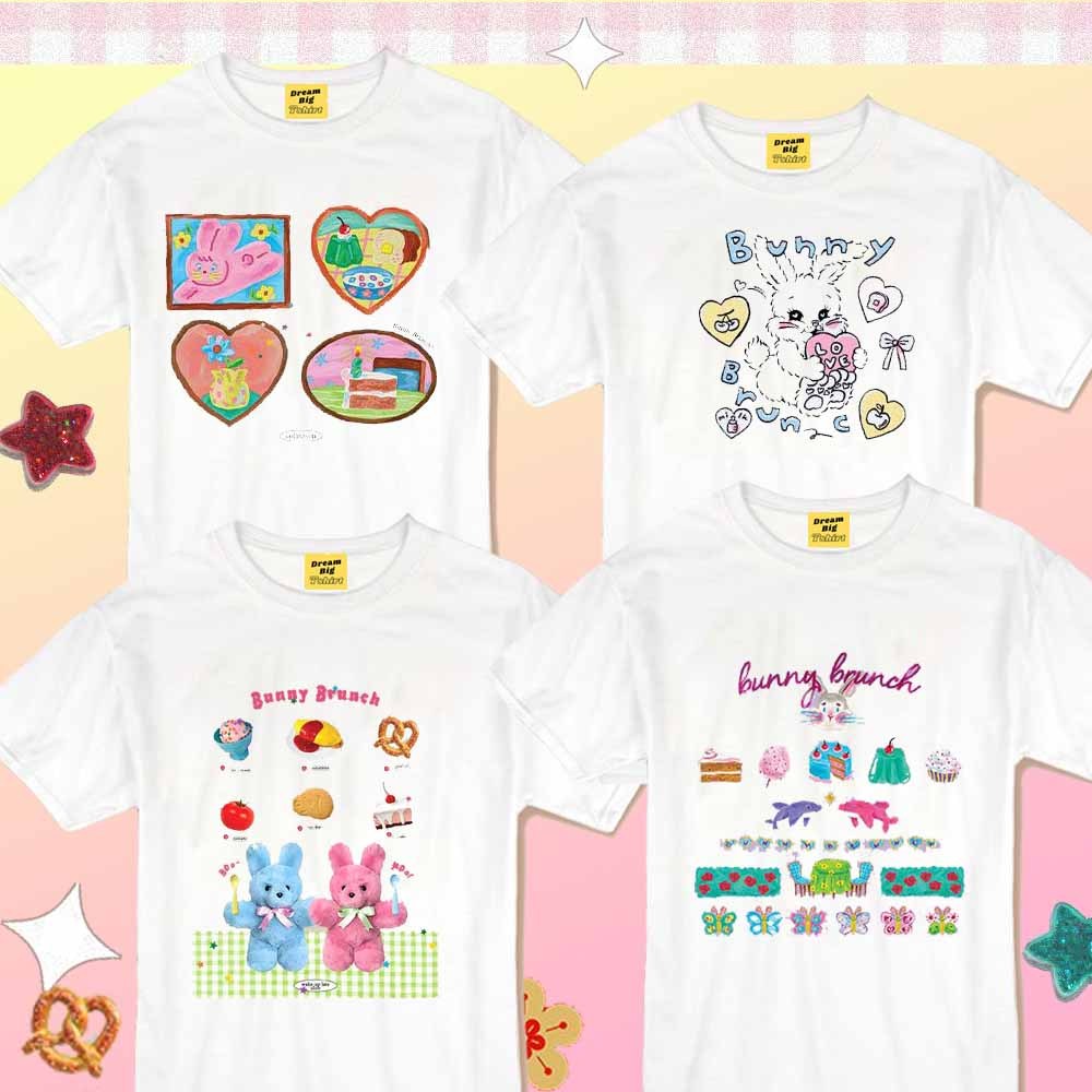 Live351# เสื้อยืดขาว Bunny Collection อก 32-50 สไตล์เกาหลี Dream Big Tshirt โอเวอร์ไซน์ น่ารัก เเฟชั่นผู้หญิง คอกลม